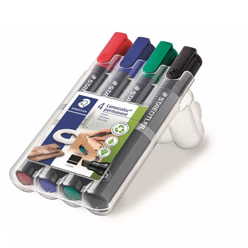 STAEDLER Permanentmaker Lumocolor 2-5mm sort 4 St.
