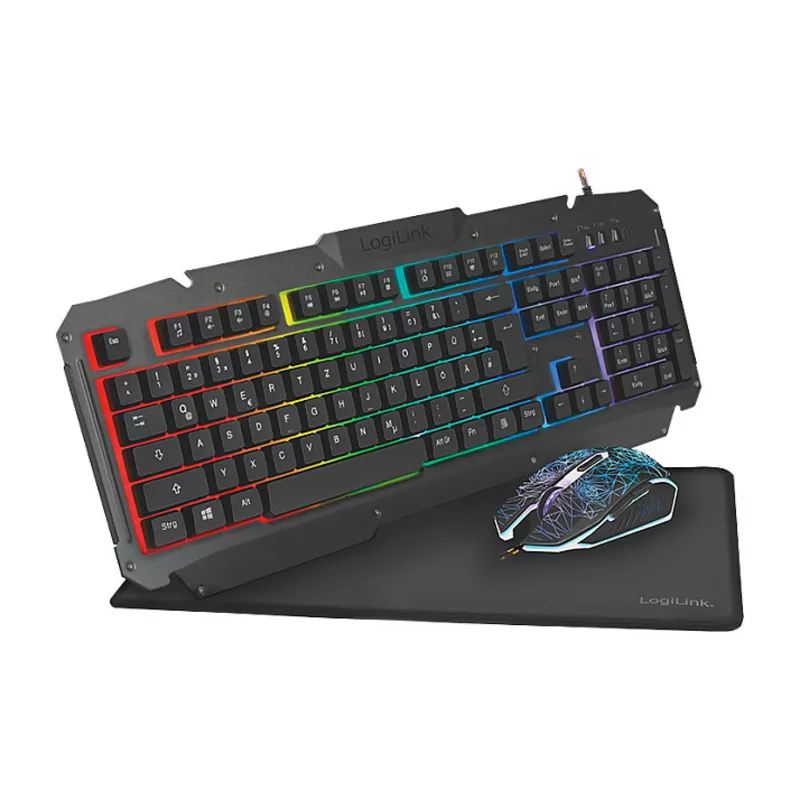 Logilink Gaming-Set aus Tastatur, Maus und Mauspad