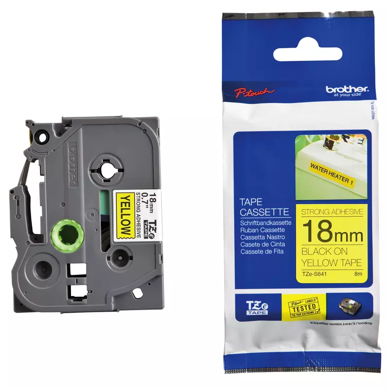 brother Spezialband TZe-S641, schwarz/gelb, 18 mm