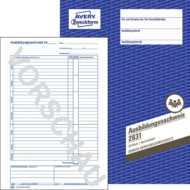 AVERY® Zweckform Ausbildungsnachweis 2831, in Heftform, A4, 28 Blatt