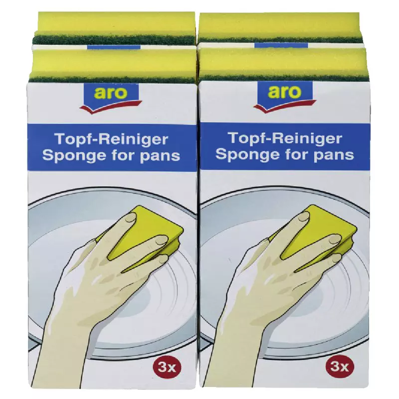 aro Topfreiniger mit Griff, Vlies, 4 Packungen à 3 Stück