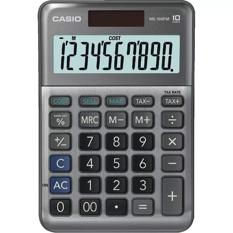 CASIO Tischrechner MS-100FM 10stellig Solar/Batterie gr