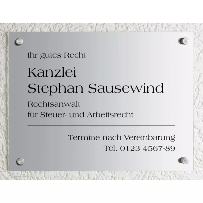 Schild CLASSIC, Aluminium, 400 x 300 mm, individuell bedruckt. Design 02