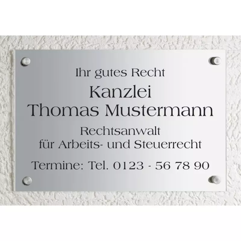 Schild CLASSIC, Aluminium, 300 x 200 mm, individuell bedruckt. Design 01