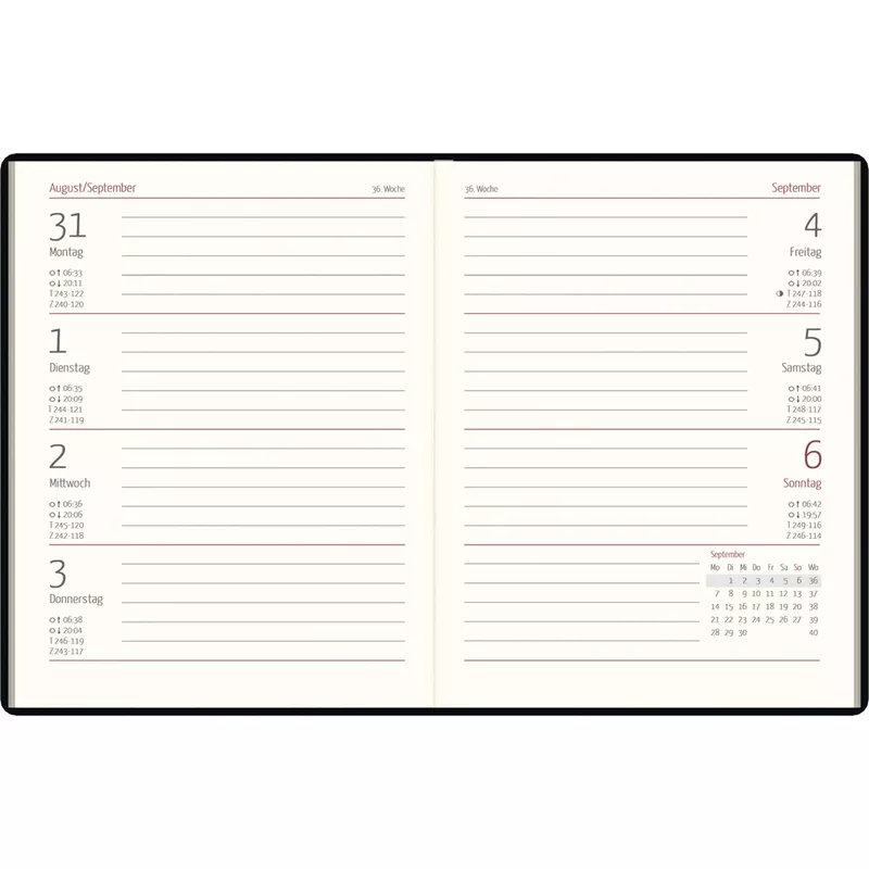 Taschenkalender 2026, 10 x 14 cm, 1W/2S, sortiert ZETTLER 660093