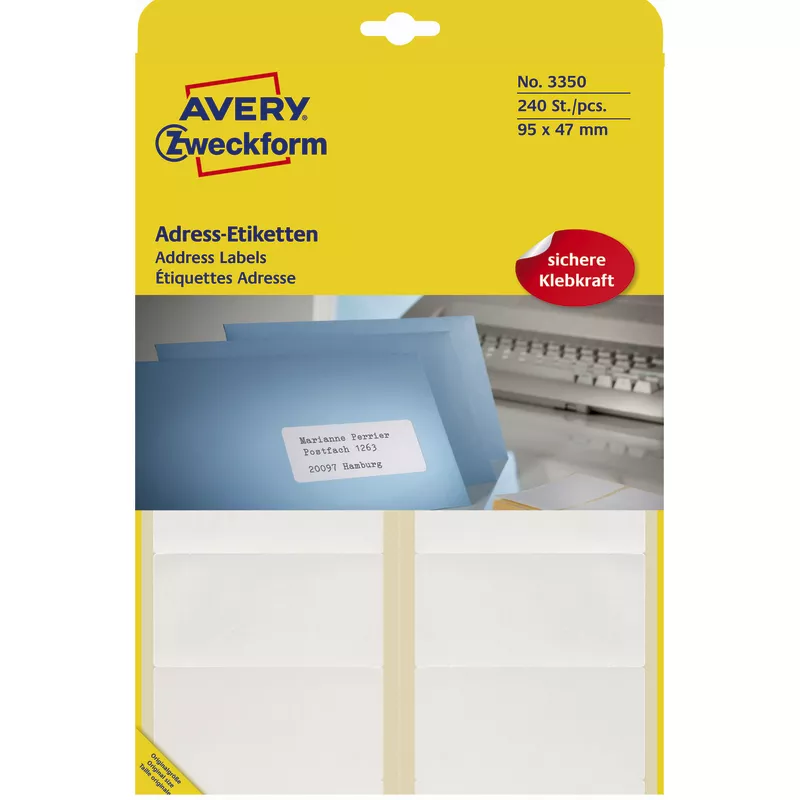 AVERY® Zweckform Adressetiketten 3350, B x H: 95 x 47 mm