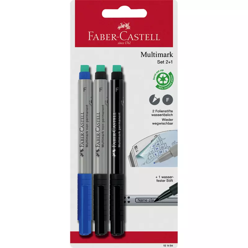 Faber-Castell Marker Multimark 2x non-p. + 1x perm BK