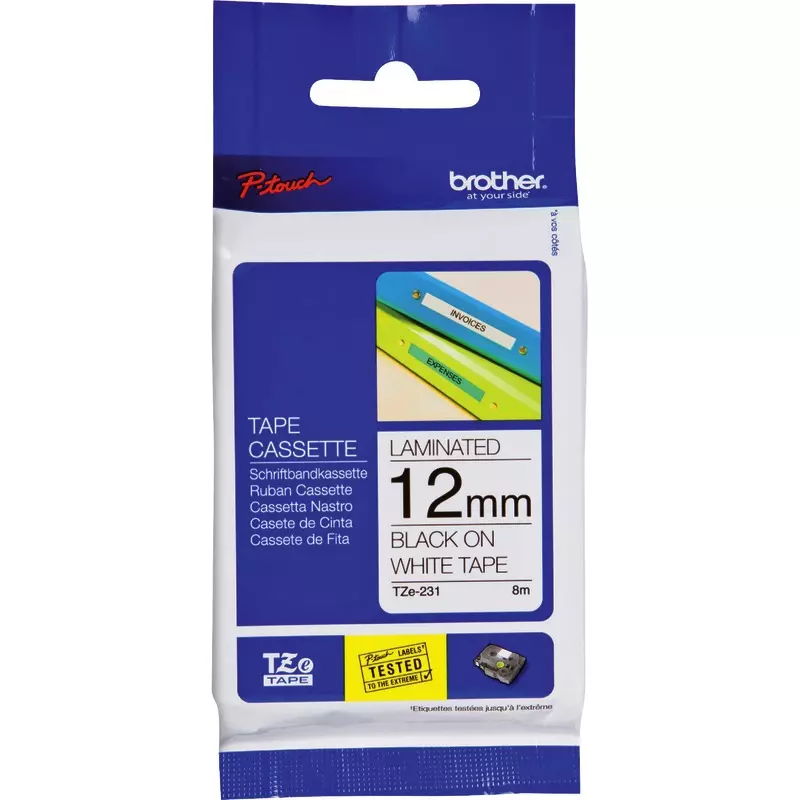Brother TZE-231 Schriftbandkassette P-Touch, 12 mm, schwarz/weiß