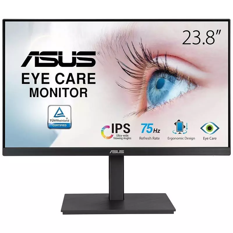 60,5cm/23,8 (1920x1080) ASUS VA24EQSB 16:9 IPS 5ms 75Hz HDMI DisplayPort VGA USB VESA Speaker Pivot Black