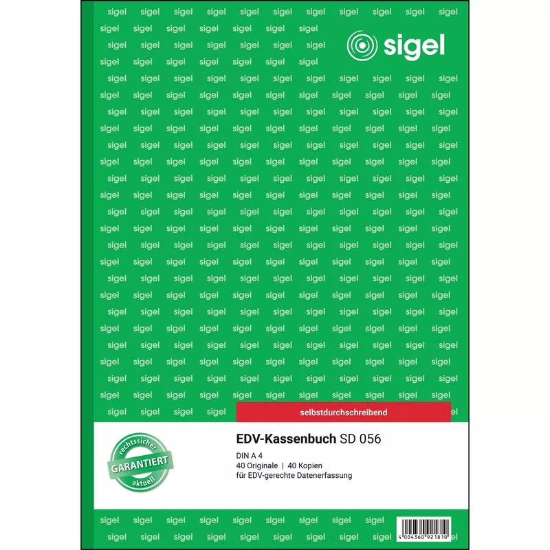 Sigel Kassenbuch DIN A4 selbstdurchschreibend 40Blatt