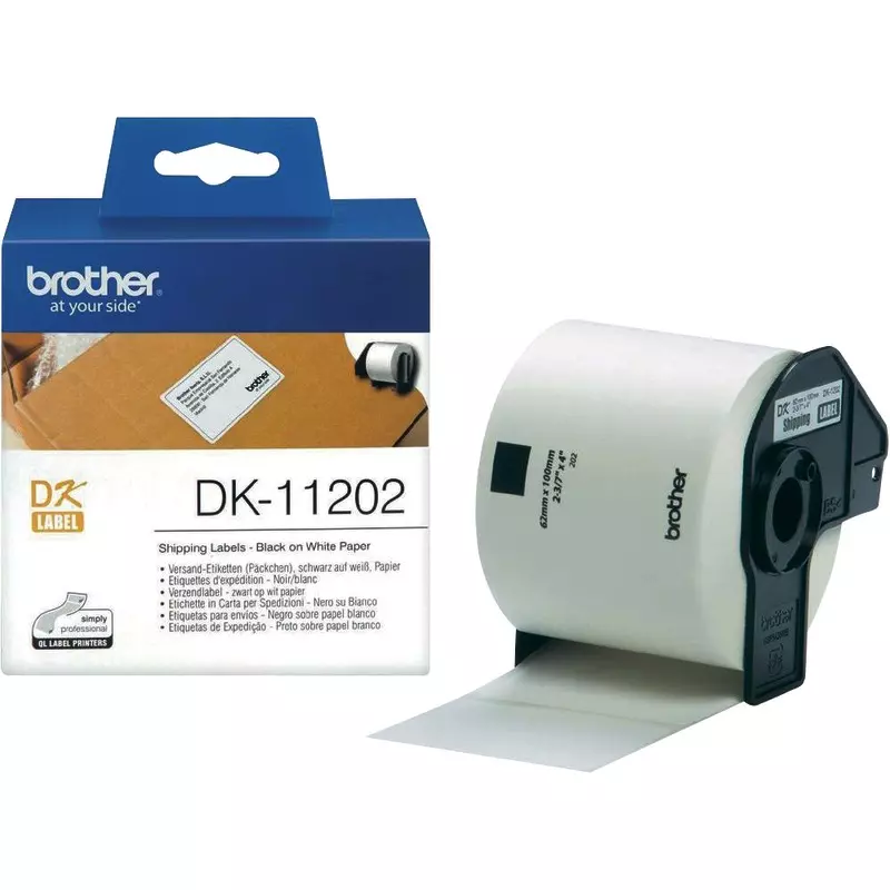Brother Versandetiketten DK-11202, B x L: 62 x 100 mm, 300 Stück/Rolle