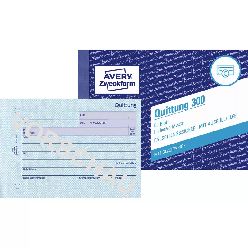 AVERY® Zweckform Quittung inkl. MwSt., Nr. 300