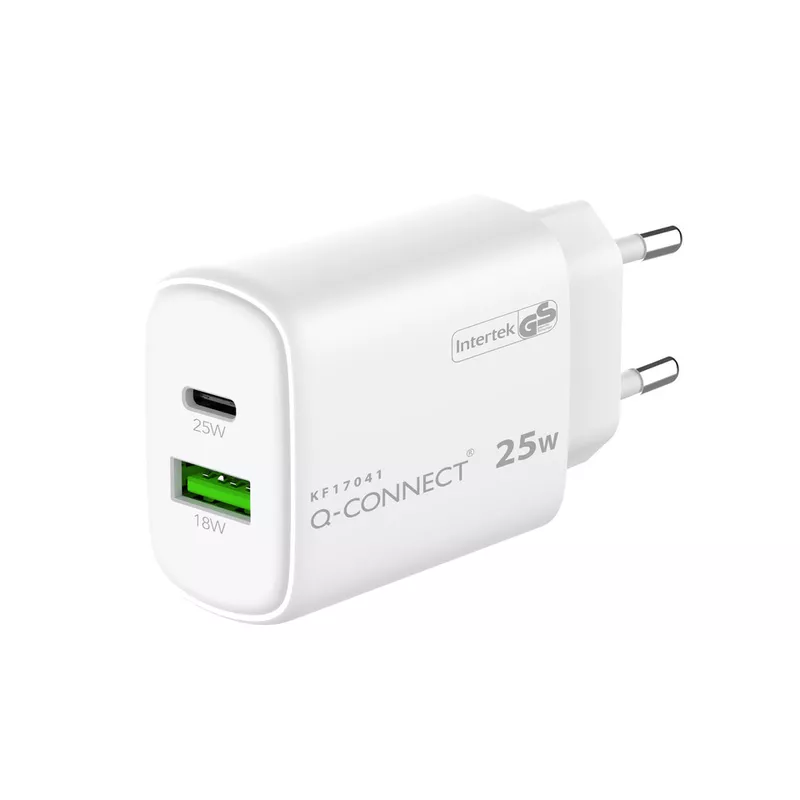 GaN-Ladegerät 25W, 1x USB-A und 1x USB-c, weiß Q-CONNECT KF17041