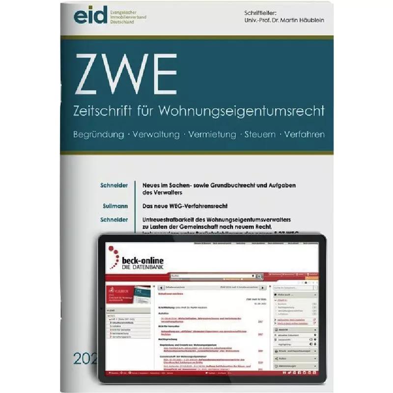 ZWE  -  Zeitschrift für Wohnungseigentumsrecht - Probeabonnement