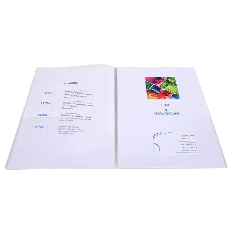 Doppelseitige Präsentionmappen mit Taschen, Packung mit 10 Stück, PP flexibel 200µ, 23x32cm für A4 doppelseitig und/oder A3 - Kristall