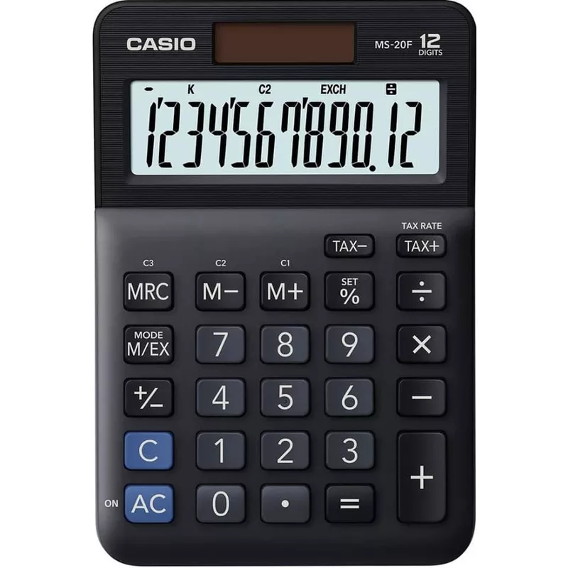 Tischrechner, Steuerberechnung, Währungsumrechnung, 12-stellig CASIO MS-20F
