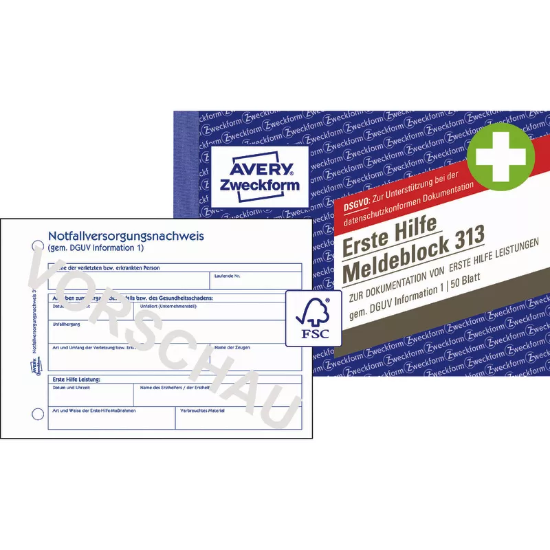 AVERY® Zweckform Erste Hilfe Meldeblock 313, DIN A6
