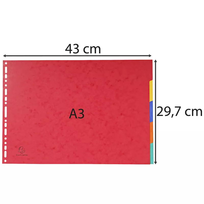 Register A3, Colorspan-Karton 400g, 5 Taben - Farben sortiert