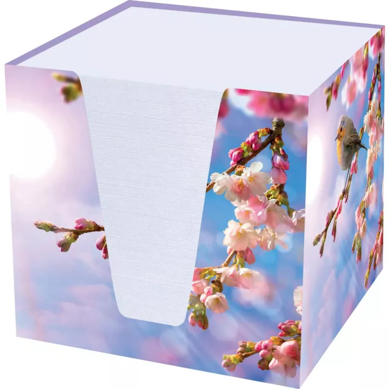 Notizklotz Rotkehlchen, 70 g/qm, 92 x 92 x 92 mm, weiß, 900 Blatt RNK 46736