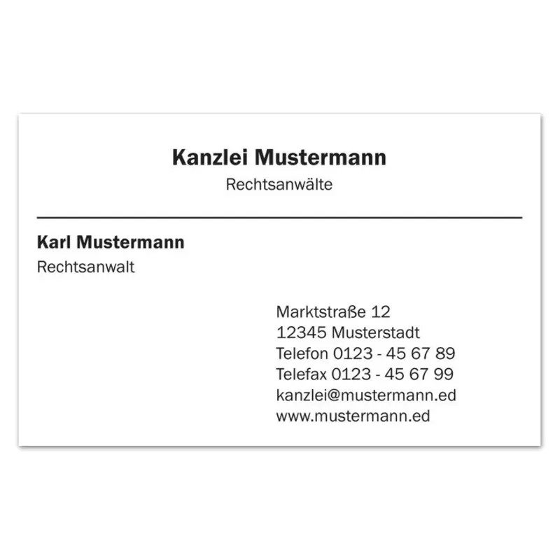 Visitenkarten, 1-farbig bedruckt, Design 19