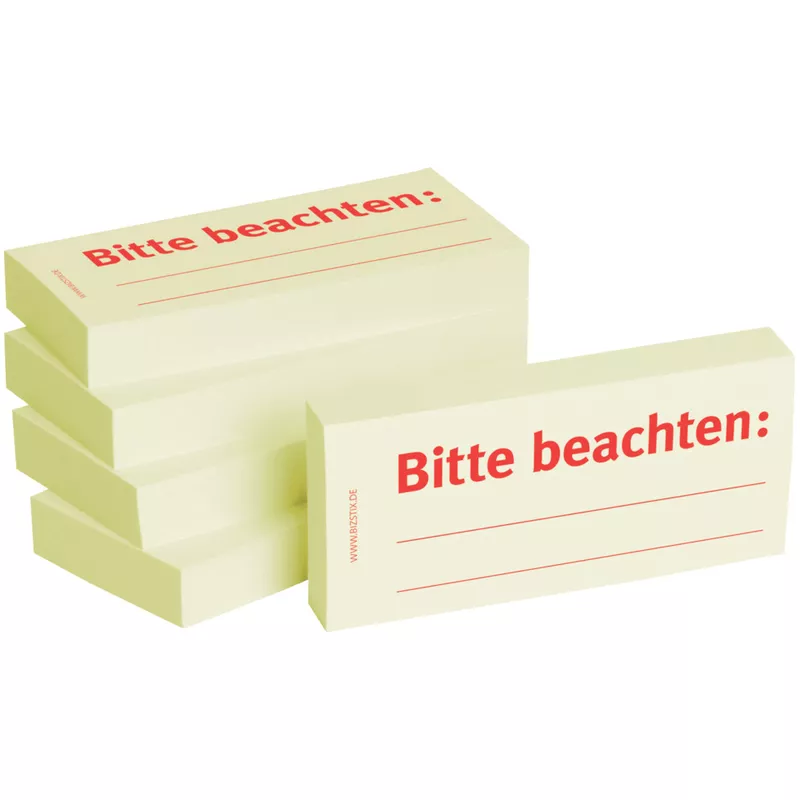 Haftnotiz Bitte beachten, 5 Stück, gelb BIZSTIX 1301010151