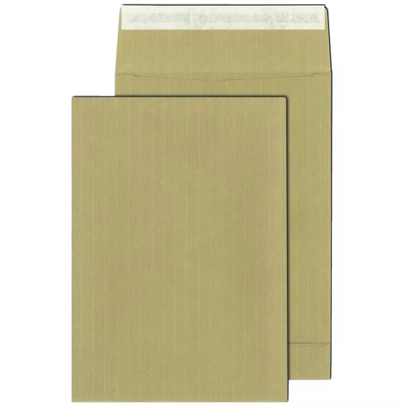 Faltentaschen DIN B4, 250 x 353 mm, haftklebend, braun, 130 g/m², 40 mm Falte, Steh- boden, fadenverstärkt, Pack: 100 Stück