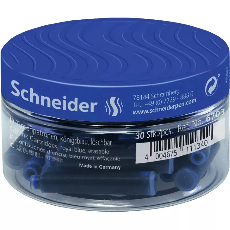 SCHNEIDER Tintenpatronen im Glas, königsblau