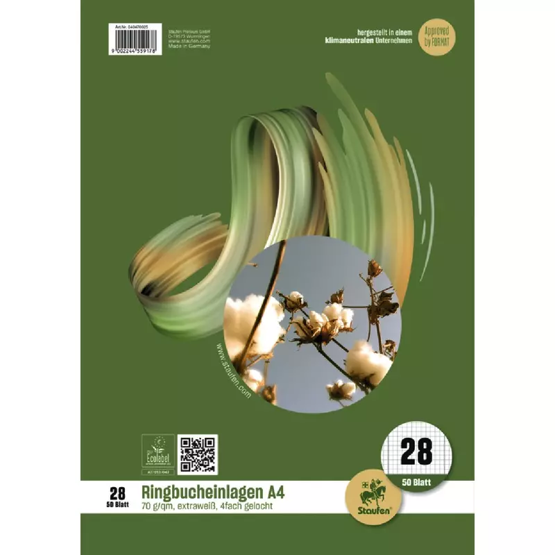 Staufen Style Ringbucheinlagen DIN A4, kariert mit Rand