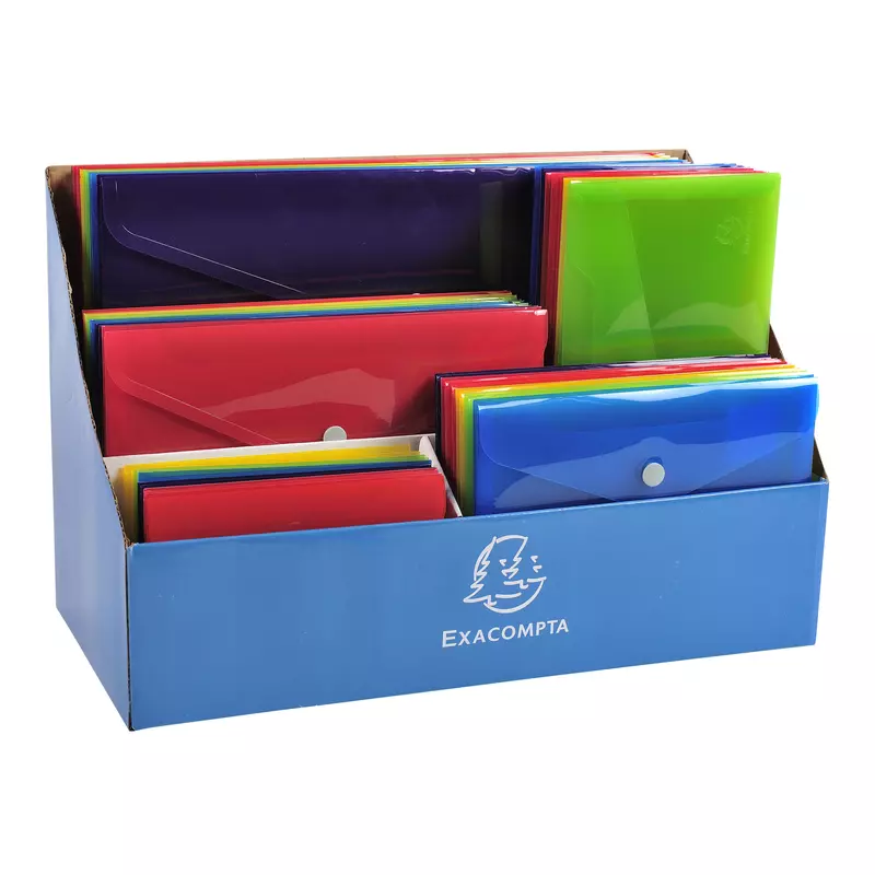 Display 60 Taschen mit Druckknopf Iderama aus PP - Farben sortiert