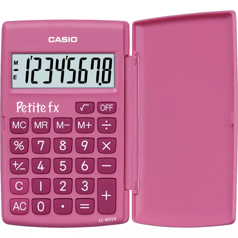 Taschenrechner Petite fx, rosa, 360° umklappbarer Schutzdeckel, Batteriebetrieb CASIO LC-401LV-PK