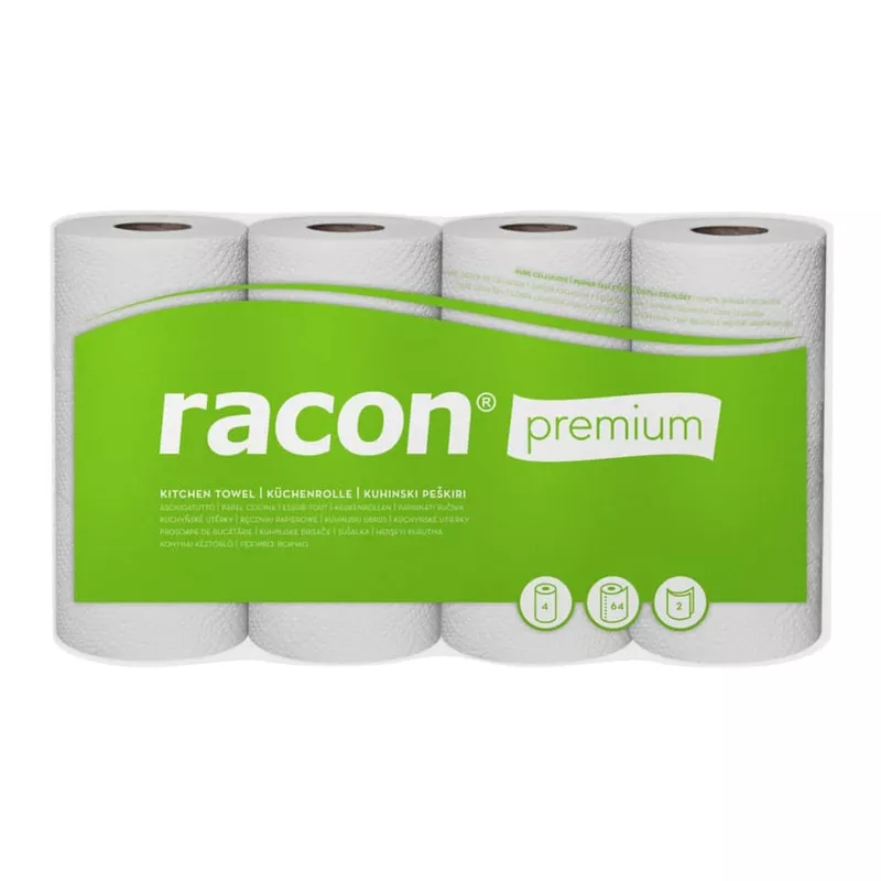 Küchenrolle premium weiß 2 lagig   4 x 64 Blatt RACON 100602-02