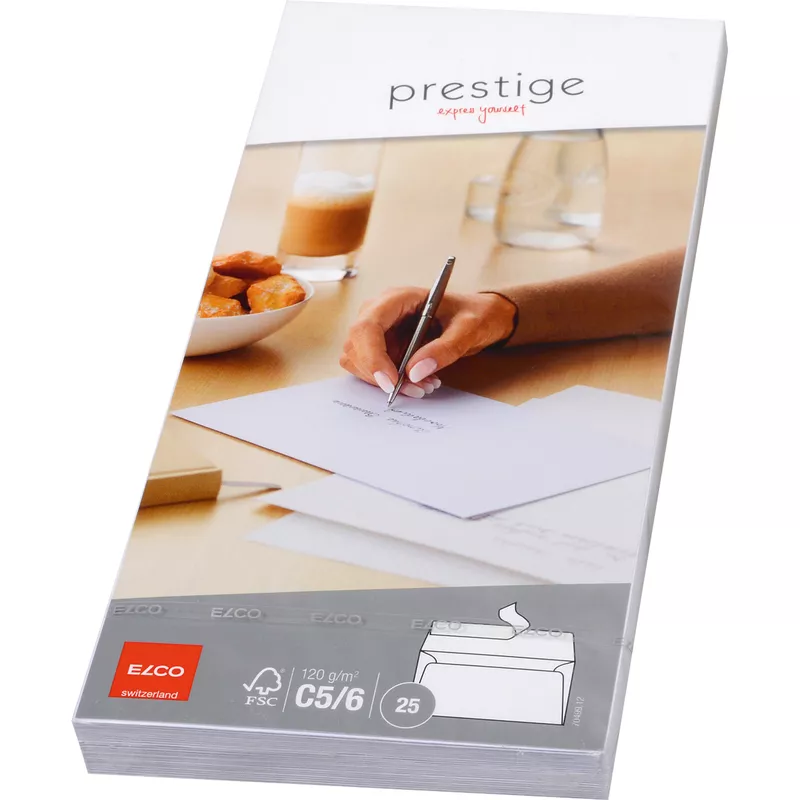 Elco Briefumschlag Prestige C5/6 oF hk hochweiß 25 St.