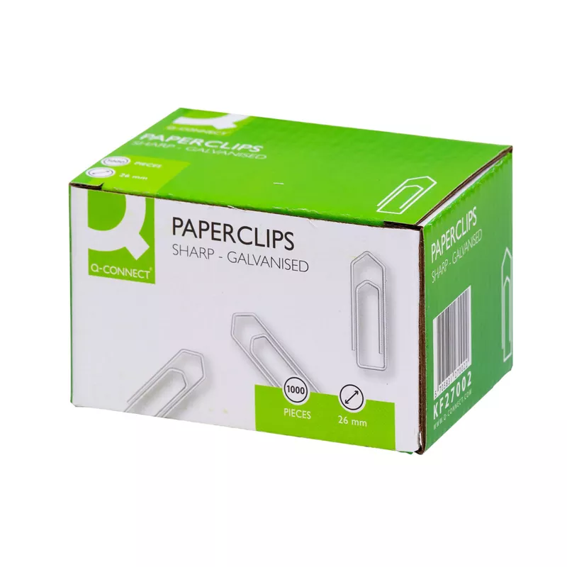 Büroklammer, 26mm, 1000 Stück, verzinkt Q-CONNECT KF27002