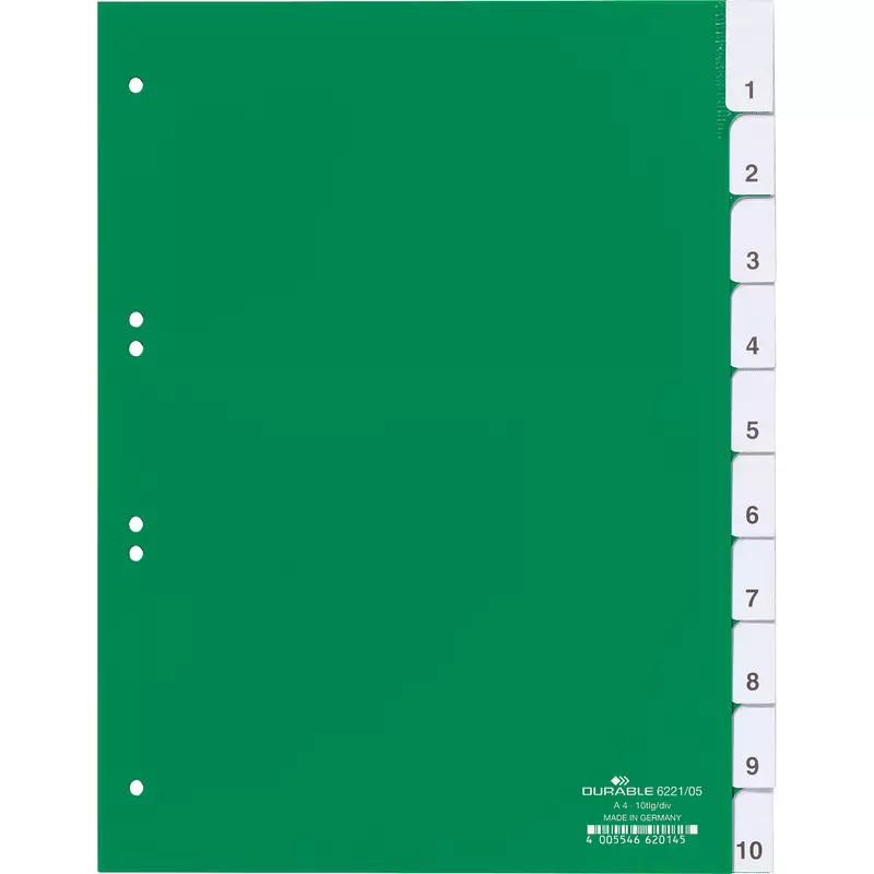 Durable Register DIN A4 10teilig Hartfolie gn