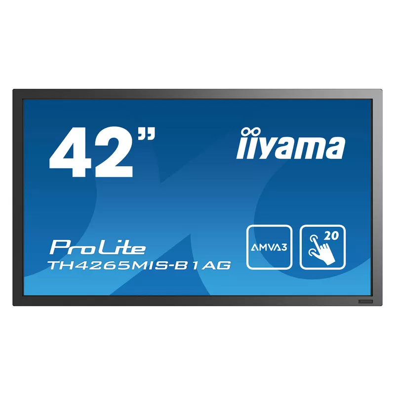 106,7cm/42'' (1920x1080) iiyama ProLiteTH4265MIS-B1AG 6,5ms 16:9 VGA HDMI Speaker VESA TOUCHSCREEN FULL HD BLACK