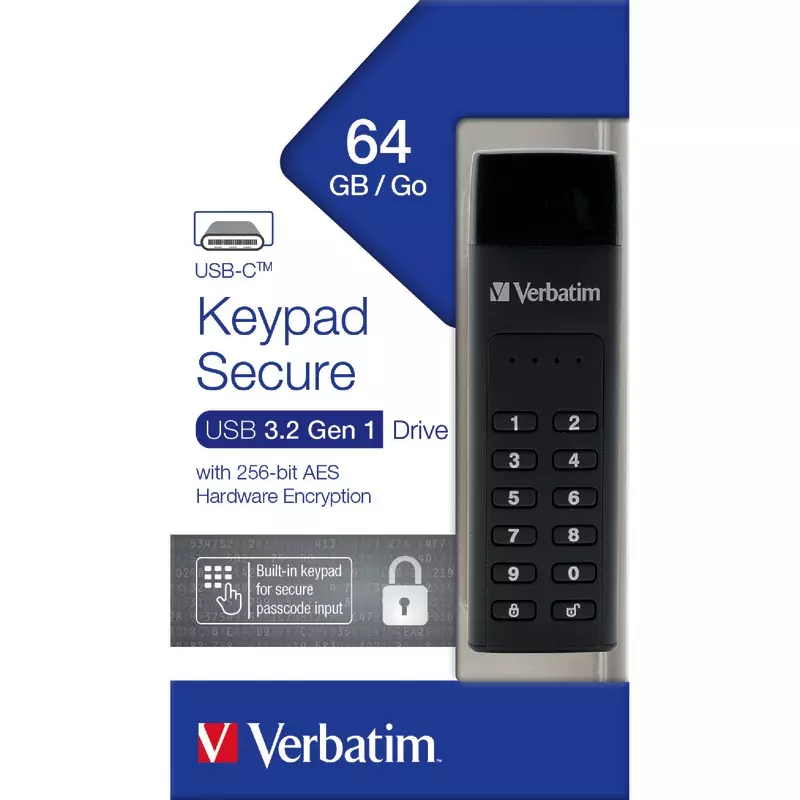 Verbatim USB 3.2 Stick Secure Keypad, Typ-C