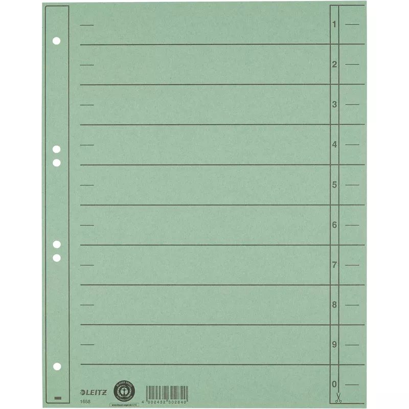 Leitz Trennblatt A4 230g Karton grün 100St