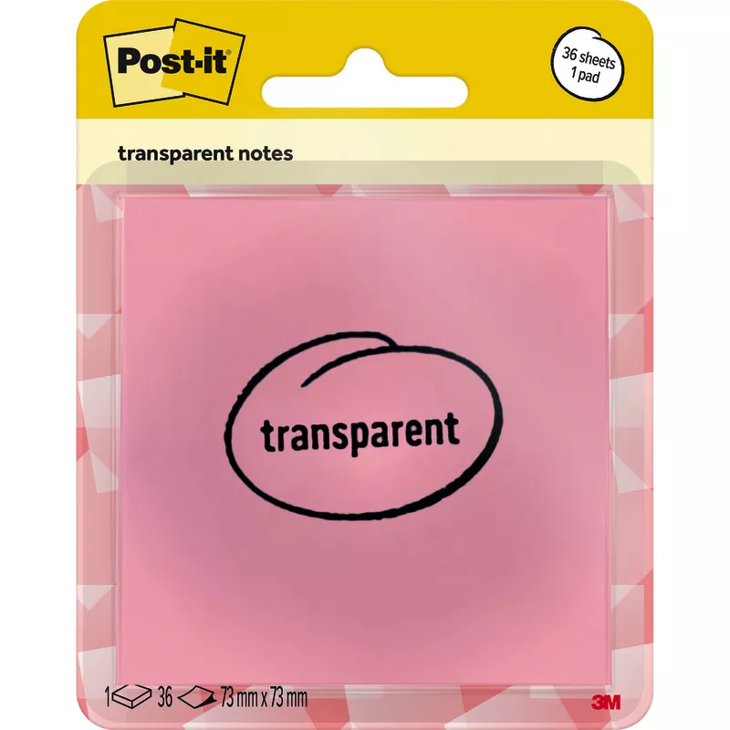 Post-it® Notes transparent, 73 x 73 mm, 1 Block à 36 Blatt