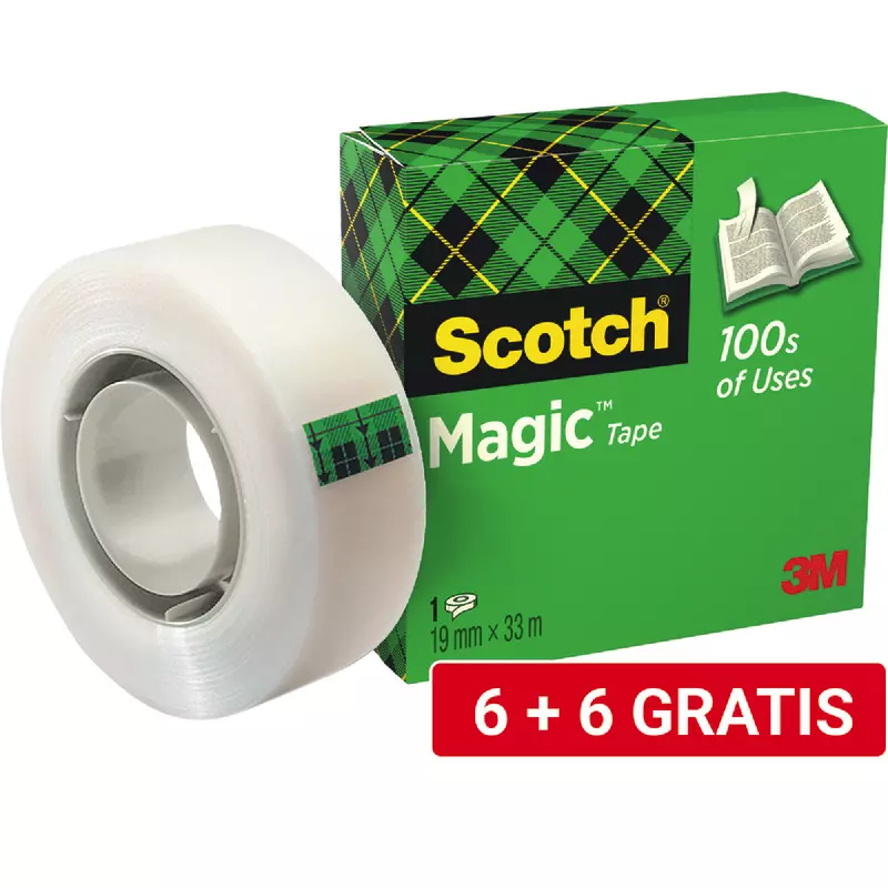 6+6 GRATIS! 12 Rollen Scotch® Magic Klebeband M810, 19 mm x 33 m