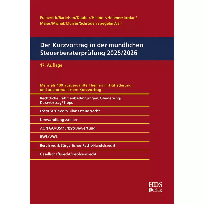 Der Kurzvortrag in der mündlichen Steuerberaterprüfung 2025/2026
