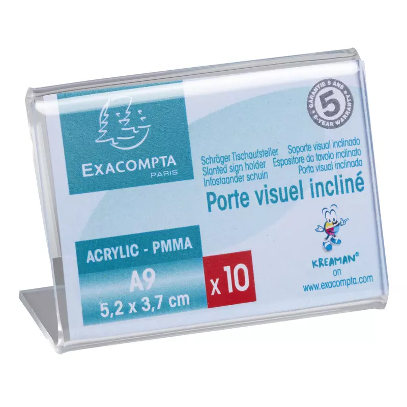 Exacryl, Set mit 10 Tischaufstellern 52x37 mm/A9 Querformat - Kristall
