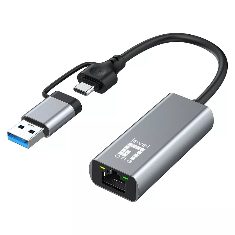 Adapter USB-C + USB-A -> RJ45 10/100/1000/2500 gr