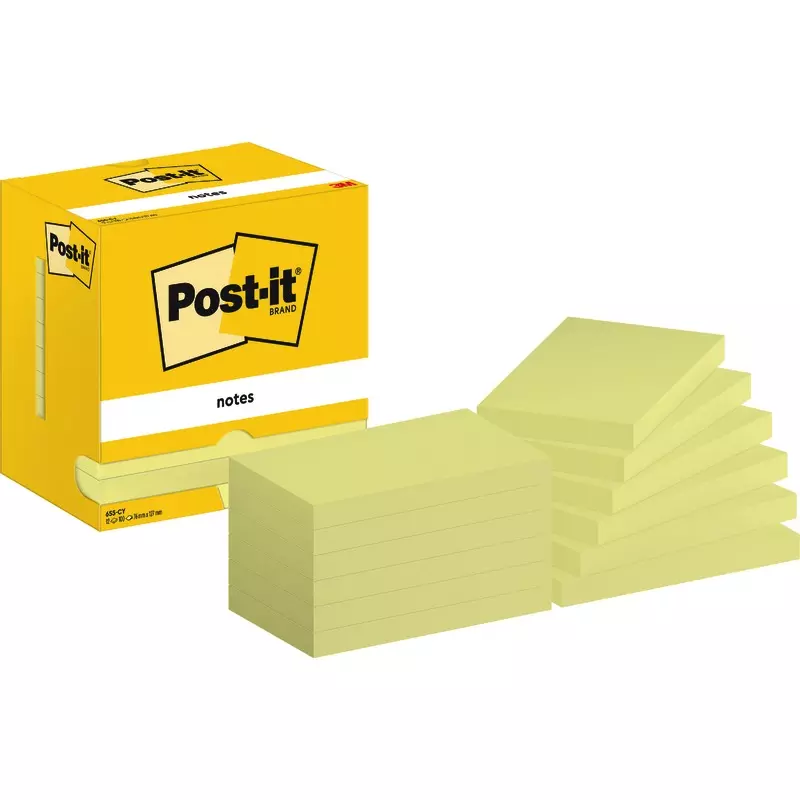 Post-it® Haftnotizen 127 x 76 mm, gelb, 12 Blöcke