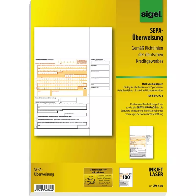 sigel WinBanking SEPA-Überweisung, 100 Stück