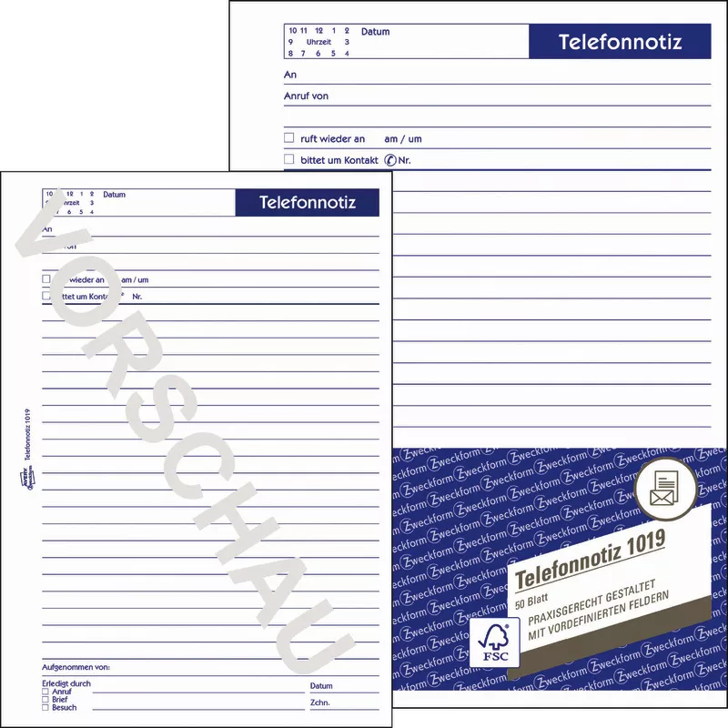 AVERY® Zweckform Telefonnotiz 1019, weiß