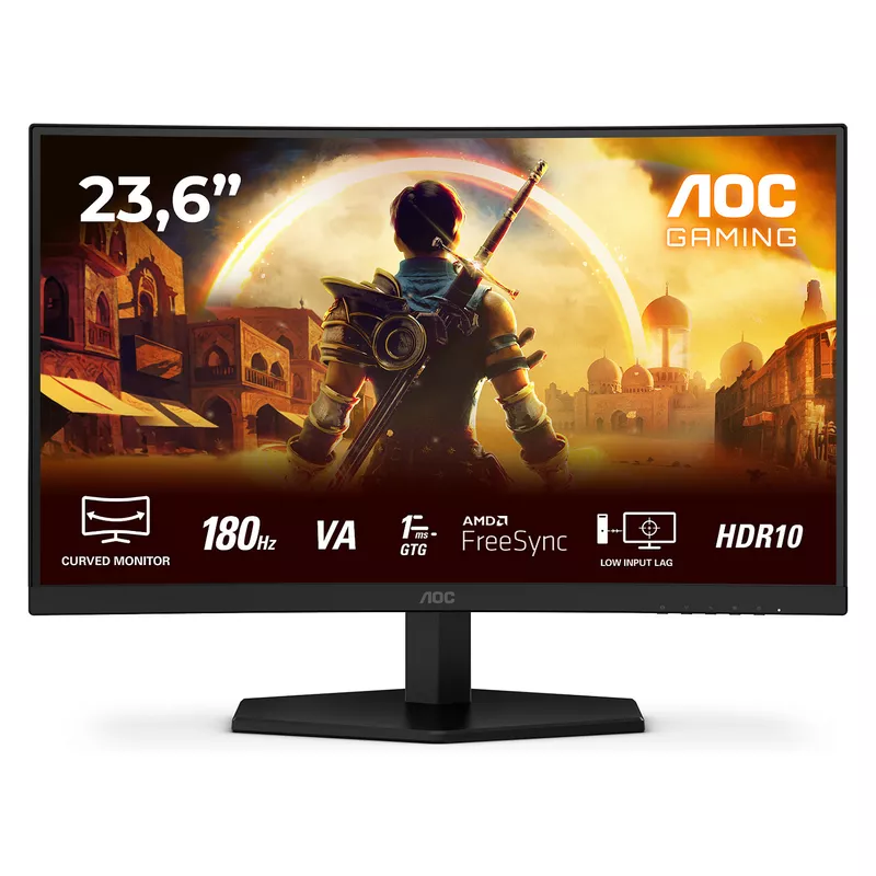 59,9cm/23,6 (1920x1080) AOC C24G42E 16:9 Fast VA 1ms 180Hz HDMI2.0 DisplayPort1.4 Speaker AdaptiveSync Curved HDR10 Black/Red