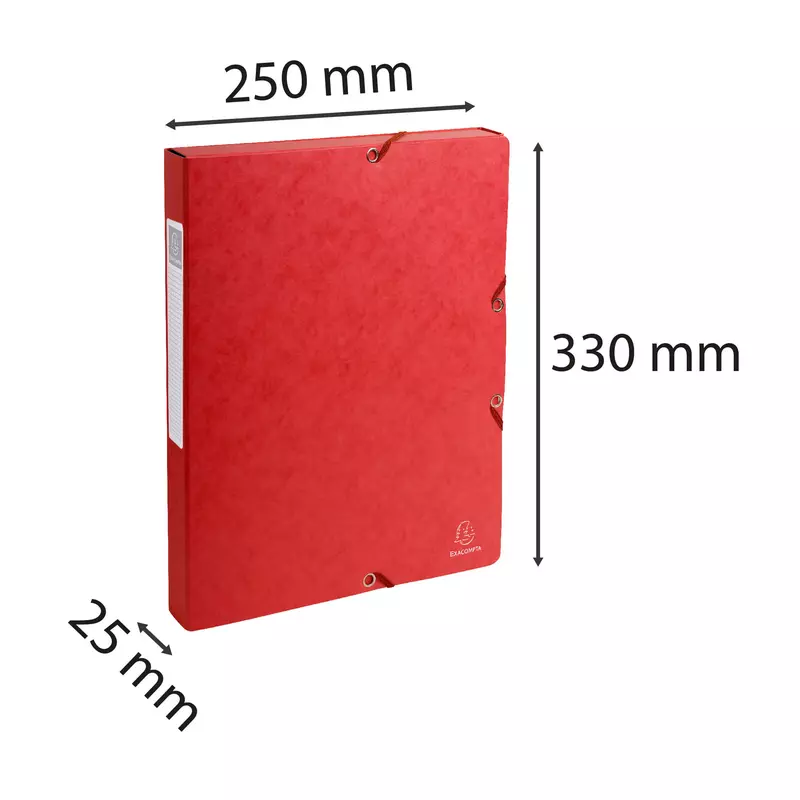 Archivbox aus Colorspan-Karton 600g, Rückenbreite 25mm mit Etikett, 25x33cm für DIN A4 - Rot