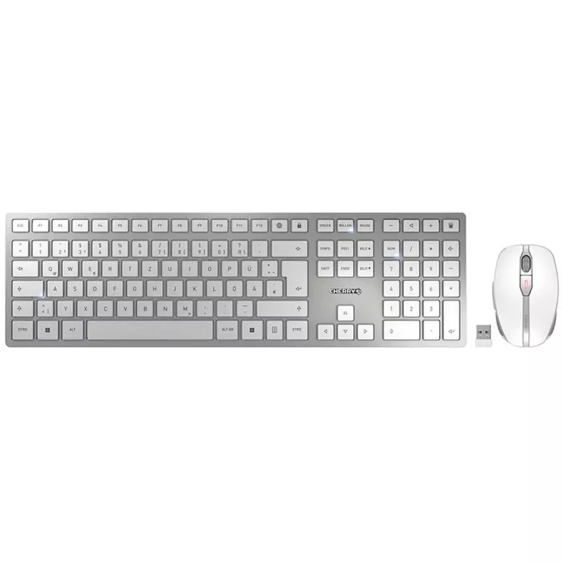 Cherry DW 9100 Slim - Tastatur-und-Maus-Set Wireless white/silver QWERTZ DE