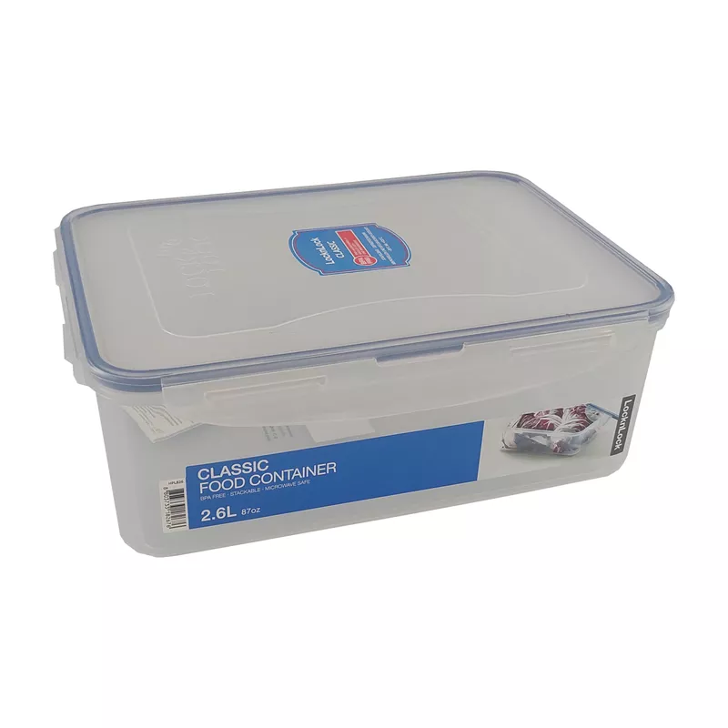 LOCK&LOCK Classic Vorratsdose 2,6 L – Rechteckig, Transparent/blau, Spülmaschinenfest
