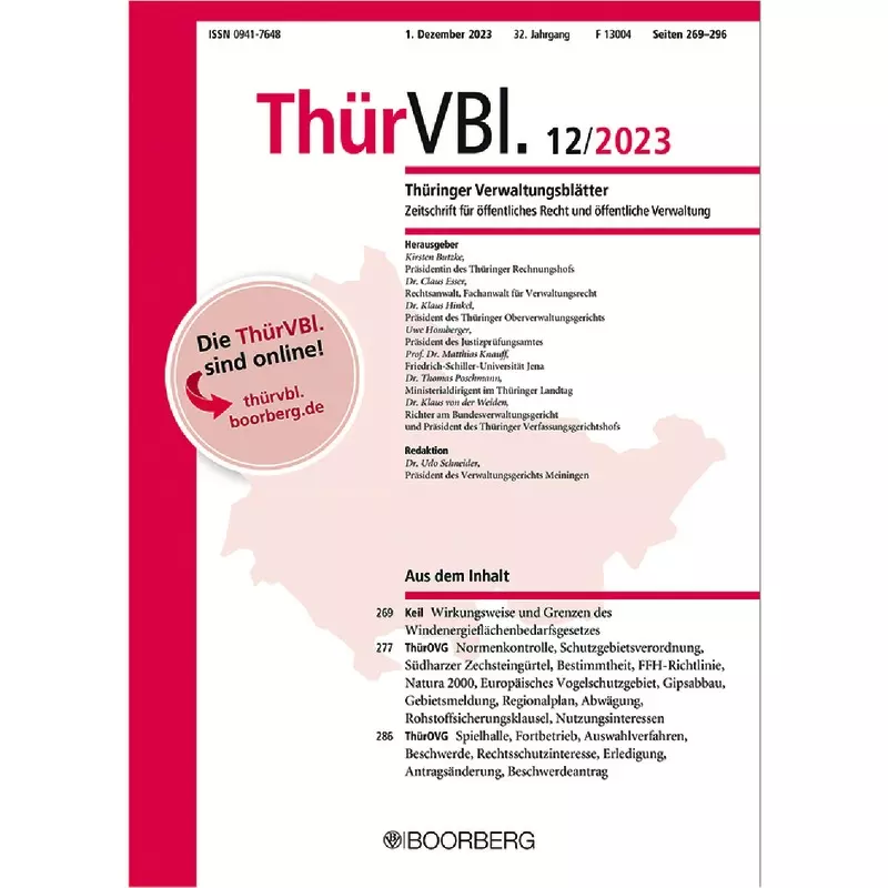 Thüringer Verwaltungsblätter (ThürVBl.) - Abonnement